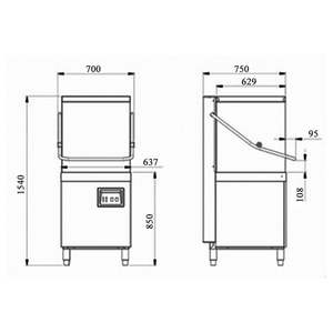 Lave-vaisselle automatique pour hôtel, restaurant, cuisine industrielle, en acier inoxydable, électrique, autoportant - Product Image 2
