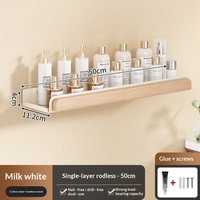 Étagère murale sans perçage style crème, support de rangement pour salle de bain, organisateur de lavabo brossé style moderne et simple, vente en gros