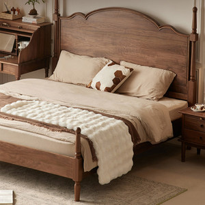 Cadre de lit en bois massif de style colonial américain, noyer et chêne vintage, tailles <span class=keywords><strong>Queen</strong></span> et King, personnalisable, OEM - Product Image 2