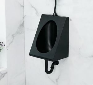 <span class=keywords><strong>Urinoir</strong></span> mural en acier inoxydable 304, équipement de toilettes commerciales, anti-odeur, siphon en S, moderne, noir et argent, pour bars et KTV - Product Image 3