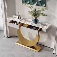Table console de luxe moderne table en acier inoxydable décoration de la maison meubles salon porche mural table d'entrée avec rangement
