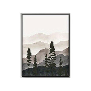 Impression d'art minimaliste moderne, peinture de montagnes, paysage de forêt gris nordique, triptyque, affiche pour la décoration d'hôtel et d'appartement - Product Image 4