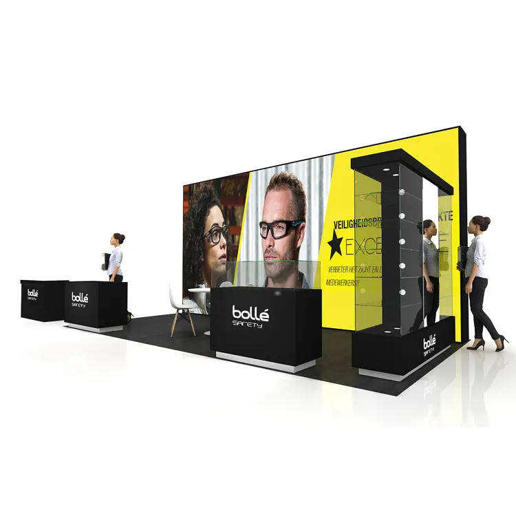 Photo Booth Backdrop Wooden Modular Honey Expo Advertising Portable Display Booth Stand Trade Show Custom Quick Setup Wood Booth