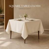 Nappe carrée tissée ivoire en gros, 240 GSM, polyester filé MJS, réutilisable, durable, lavable, pour usage commercial, hôtels, restaurants, mariages