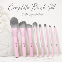 Ensemble de 8 pinceaux de maquillage professionnels roses, vegan, à poils synthétiques doux et sans cruauté, avec manche en bois, marque privée, directement de l'usine OEM