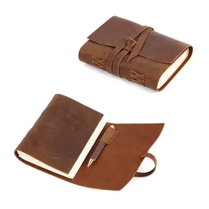 Handmade Leather Bound Writing Notebook Leder Journal Case für Männer Tagebuch A3 Echtes Leder 3-5 Tage inklusive geprägtem Logo