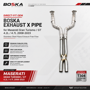 ท่อไอเสีย Boska แบบตรงรุ่น OEM สำหรับ Maserati Gran Turismo/GT FI 4.2L/4.7L ปี 2008-2023 ท่อสแตนเลส ระบบไอเสียแบบไหลอิสระ - Product Image 1