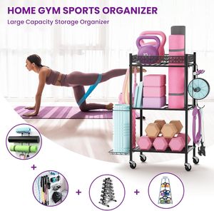 Rangement à domicile, support de rangement pour salle de sport à domicile, pour tapis de yoga et <span class=keywords><strong>rouleau</strong></span> en <span class=keywords><strong>mousse</strong></span>, organisateur d'équipement, rangement pour l'exercice à domicile, équipement de fitness - Product Image 2