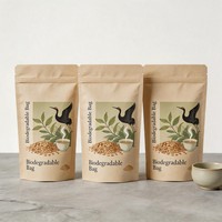 Sachet d'emballage de thé biodégradable et compostable à 100 % avec logo personnalisé, haute barrière anti-humidité, pochette Doypack autoportante