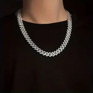 Moissanite Necklace Pendant 925 Silver Cuban ChainCuban Necklace Cuban Clavicle Chain For Men And Women.Engageme