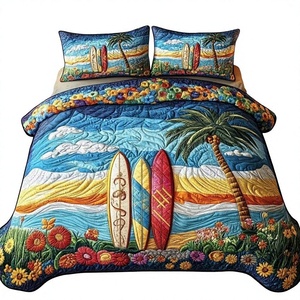 ChamXue Tagesdecken-<span class=keywords><strong>Set</strong></span> im Bohemian-Stil, 3-teilig, Reine Baumwolle, 120gsm Daunenalternativ-Füllung, Dekor mit 2 Kissenbezügen fürs Schlafzimmer - Product Image 1