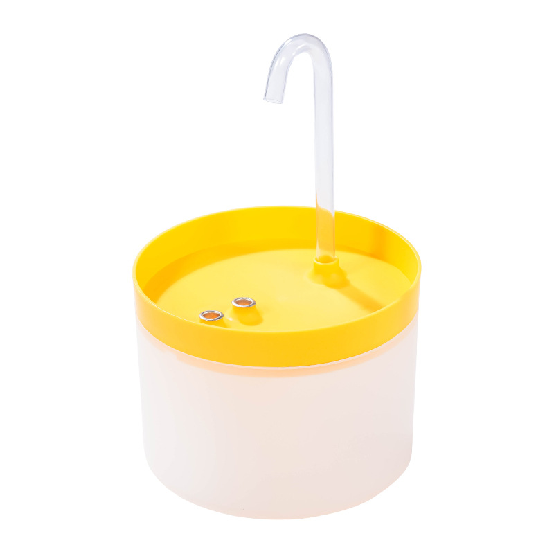 Imagen principal: Fuente de agua para mascotas, amarilla y blanca.