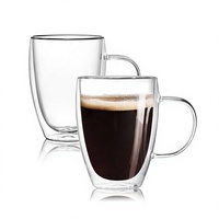 Eiförmige Doppelwandige Glas-Kaffeetasse Isolierter Klarer Becher für Zuhause Café Bar