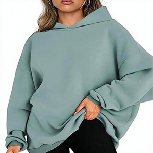 Sweat-shirt à capuche surdimensionné, couleur unie, logo imprimé sur le devant, unisexe, manches longues, en molleton de coton, pour l'automne - Product Image 5