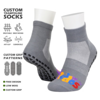 Chaussettes de trampoline antidérapantes avec logo personnalisé pour adultes, jeunes et enfants, en coton respirant, à la cheville, pour le sport