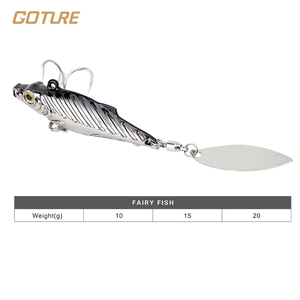 Leurre de pêche GOTURE <span class=keywords><strong>Fairy</strong></span> Fish avec œil 3D simulé, surface réfléchissante effet écailles de poisson et queue à paillettes rotatives 10g 15g 20g - Product Image 2