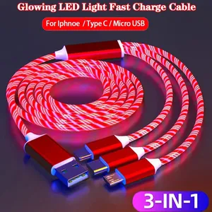 <span class=keywords><strong>แจ็</strong></span>กเก็ต TPE สายชาร์จไฟ LED เรืองแสง3ใน1สำหรับ iPhone 14สำหรับ S6 USB Type C - Product Image 2