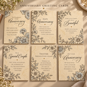 Cartes de vœux d'anniversaire élégantes à thème botanique, cadre floral vintage avec marguerites sauvages, cartes romantiques pour couple - Product Image 1