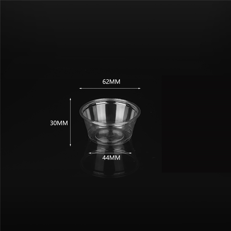 2oz Plastic Disposable Cup PLA Sauce Portion Cup With Flat Lid Biodegradable 60ml Clear 1