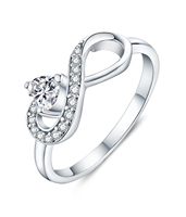 Bagues de promesse Cœur Infini en Argent Sterling 925 avec Pierre de Naissance et Zircon Cubique Transparent, pour Femme et Homme, Vente Chaude