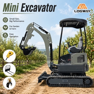 Miniexcavadora V Power LOGWAY 20X con Cubierta, Cuchilla Niveladora, Orugas de Goma, para Trabajos Agrícolas y de Construcción, Uso Profesional - Product Image 1