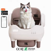 Bac à litière intelligent pour chat de grande capacité 76L, design anti-pincement multi-couches, nettoyage automatique à une touche, toilette automatique pour chat