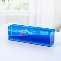 Cube carré rectangulaire en acrylique Aqua Floating Oil Cubic Water Bubble Floaty Liquid Paperweight Snow Globe