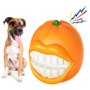 Vendita calda voce rettifica palla cane spazzolino da denti con strano cinguettio di denti arancioni masticare cane giocattolo - Product Image 1