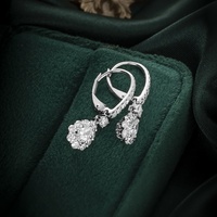 Boucles d'oreilles pendantes en forme de poire avec diamants de laboratoire 2,0 carats, 42 pièces, pavé complet, fermoir à levier PT950 blanc, luxe pour mariage et banquet