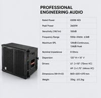Altavoz de Línea Doble Pasivo de 10 Pulgadas, 650W RMS, Sensibilidad de 100dB, Sistema de Altavoces Profesional para Conciertos