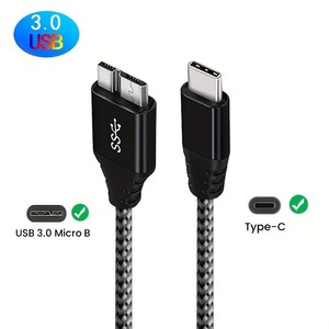 <b>USB</b> Type-<b>C</b> <b>to</b> Micro 10Gbps Nylon Braided External Hard Drive <b>Cable</b> for Solid State Drives in Computers - Product Image 1