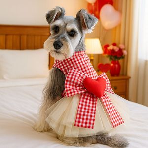 Jupe en tissu doux et moelleux pour chien, motif écossais avec nœud, style princesse, pour animaux de compagnie, mode canine - Product Image 2