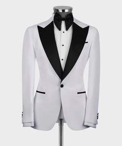 Costumes blancs pour hommes noir revers coupe ajustée 3 pièces mariage marié bal mâle vêtements Blazer gilet pantalon ensembles mariage smoking <span class=keywords><strong>tenue</strong></span> - Product Image 3