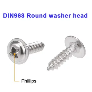 DIN968ข้ามรอบเครื่องซักผ้าเวเฟอร์หัวฟิลลิปที่มีหัวกระทะแบนหางตนเองแตะสกรู