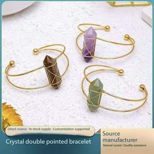 Pulsera hexagonal de cristal natural de doble punta para comercio transfronterizo, pulsera ajustable de amatista y ojo de tigre al por mayor - Product Image 2