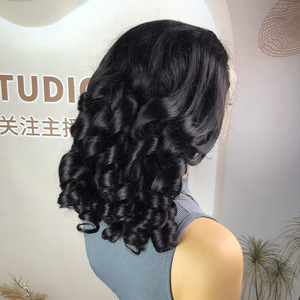 Pelucas de <span class=keywords><strong>Cabello</strong></span> Humano Remy Vietnamita Rizado y Voluminoso de Doble Trama, Densidad 300, con Frente de Encaje Transparente, Largas - Product Image 4