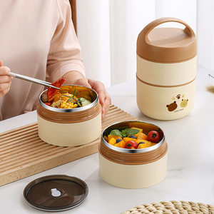 โหลใส่อาหารเก็บความร้อนทำจากสเตนเลสสองชั้นพร้อมที่จับลายหมี YJ31-5สำหรับเด็กสำนักงานโรงเรียน - Product Image 1