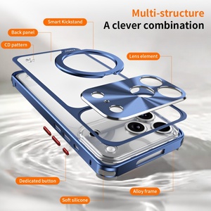 New Matte PC Backboard Magnetic Phone Case for <b>iPhone</b> 17 16 Pro Max With Ring <b>Stand</b> Aluminum Alloy Frame Shockproof Cover - Product Image 6