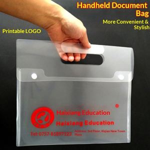 Bolsa de Documentos Transparente Portátil KE'mu A4 de PP con Asa y Logotipo Personalizado para Suministros de Oficina - Product Image 3