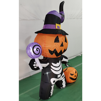 Calavera Negra Inflable con Cara de Calabaza para Halloween, Fantasma Inflable para Decoración de Jardín Exterior
