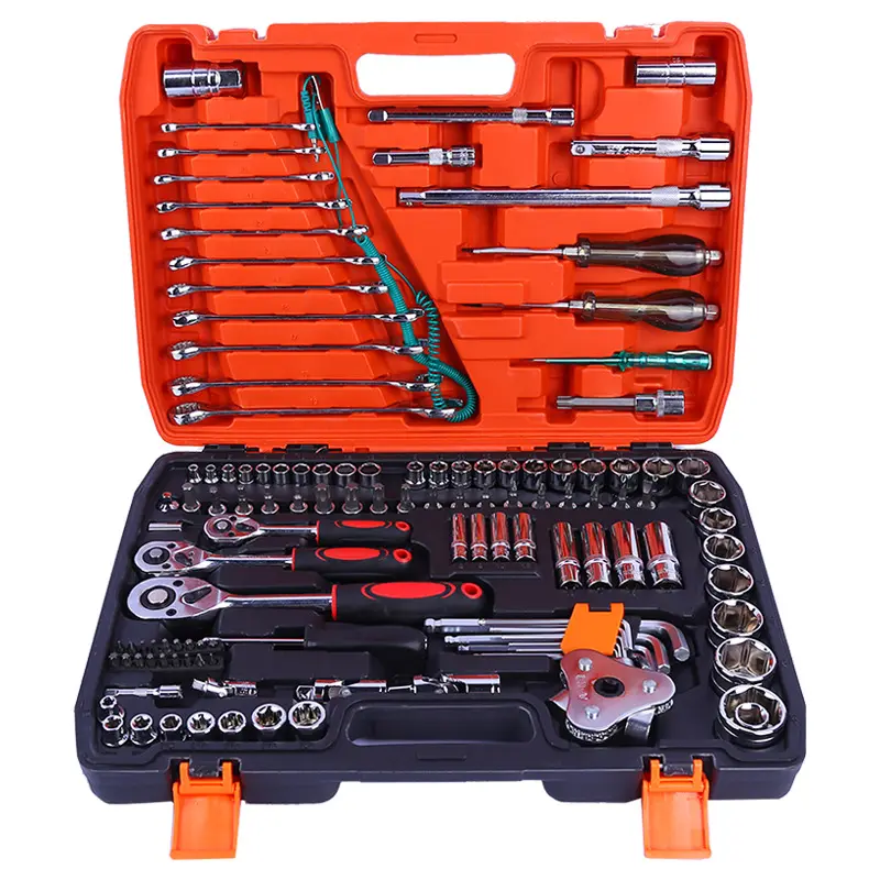 Heavy Duty 151pcs Hand Tool Kit 1/4" 1/2" 3/8" Socket Wrench Spanner Set Auto Repair Tool Box