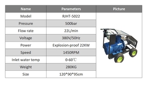 Nouvelle machine de nettoyage à jet d'eau haute pression industrielle anti-explosion 22 kW 380 V/50 Hz 500 bars 7250 psi avec débit de 22 L/min - Product Image 4