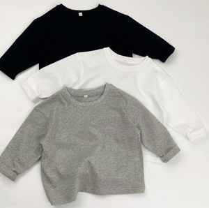 Camiseta Infantil Casual de <span class=keywords><strong>Manga</strong></span> <span class=keywords><strong>Larga</strong></span> con Cuello Redondo, Color Sólido, Otoño 2026, Venta al Por Mayor - Product Image 6