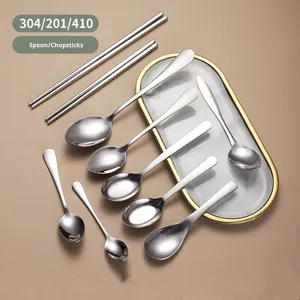 Yolecen 304 cuchara de sopa de acero inoxidable palillos diseño moderno hogar Hotel restaurante cubiertos para bebés niños comiendo cuchara coreana - Product Image 2