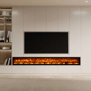 定制尺寸 30 英寸 42 英寸 50 英寸 60 英寸 <span class=keywords><strong>72</strong></span> 英寸 100 英寸 嵌入式装饰壁挂式玻璃遥控电壁炉 - Product Image 2