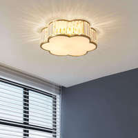 Plafonnier moderne en forme de fleur pour salon, chambre, cuisine, avec couvercle en acrylique cristal doré, élégant éclairage LED
