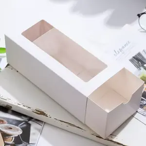맞춤형 디저트 치료 베이커리 화이트 크래프트 종이 상자 포장 일회용 테이크 어웨이 골판지 식품 용기 상자