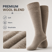 Chaussettes hautes en laine de qualité supérieure, OEM ODM, logo personnalisé, chaudes, douces, respirantes, longues, pour l'hiver, faible MOQ, fournisseur d'usine