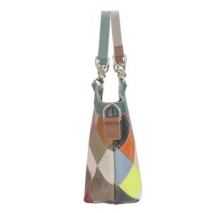 Sac à main AndoBag en cuir véritable à carreaux avec surpiqûres colorées, sacoche élégante à poignée supérieure, sac bandoulière pour femme 1819 - Product Image 4