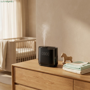 Diffuseur de parfum sans batterie, application intelligente, diffuseur d'arômes de chevet avec horloge numérique, lumière ambiante nocturne ambrée, sans eau, double liquide - Product Image 2